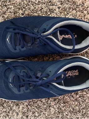 Hoka One One Navy and Light Gray Running Sneakers